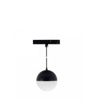 LED-Kugel-Pendelleuchte für Schienensystem, 10 W, K2700, 48 V, Ø 90 mm, Schwarz