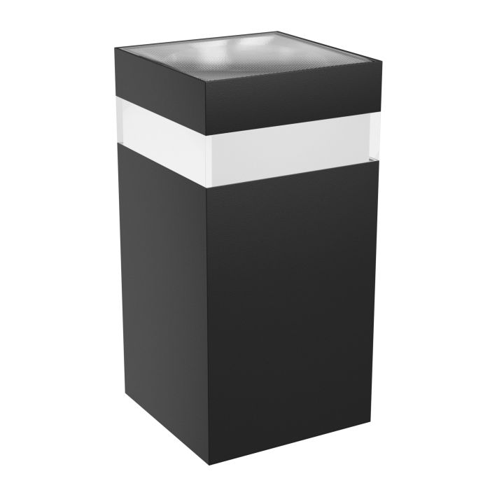 Quadratische LED-Fassadenleuchte mit Lichtring, 18 W Farbtemperatur, Schutzart IP54, Schwarz