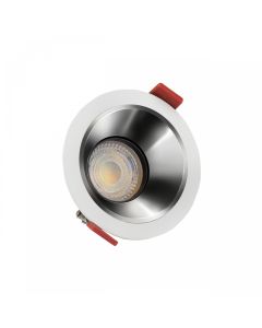 Einbaustrahler GU10 blendarm Ø85 mm – Weiß – Silberner Reflektor – Schwenkbar