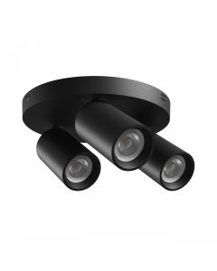 Aufbaustrahler GU10 3-flammig – rund – schwarz – IP20 – 220×134 mm – ohne Leuchtmittel