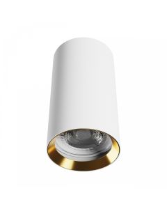 Aufbaustrahler GU10 – rund – weiß/gold – IP20 – 55×100 mm – ohne Leuchtmittel