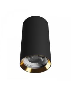 Aufbaustrahler GU10 – rund – schwarz/gold – IP20 – 55×100 mm – ohne Leuchtmittel