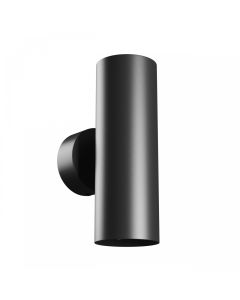 Wandleuchte GU10 2-flammig – rund – schwarz – IP20 – 55×160×90 mm – ohne Leuchtmittel