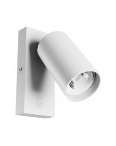 Wandleuchte GU10 – rund – weiß – mit Schalter – IP20 – 55×100 mm – ohne Leuchtmittel