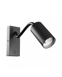 Wandleuchte GU10 – flexibler Arm – rund – schwarz – mit Schalter – IP20 – 55×100×410 mm – ohne Leuchtmittel