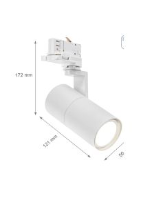 3-Phasen-Schienenstrahler GU10 Weiß – 56,5×121×172 mm