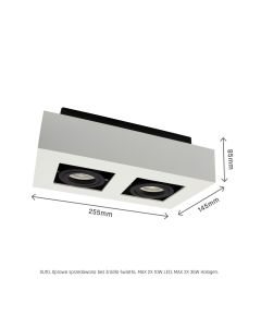 Aufbaustrahler GU10 2-flammig – rechteckig – weiß/schwarz – schwenkbar – IP20 – 255×145×85 mm – ohne Leuchtmittel