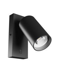 Wandleuchte GU10 – rund – schwarz – mit Schalter – IP20 – 55×100 mm – ohne Leuchtmittel