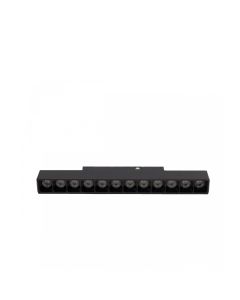 LED-Gitterleuchte für Schienen, 12 W, K4000, 48 V, 220 mm, Schwarz