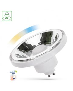 GU10 LED WiFi Leuchtmittel CCT Lampe dimmbar Smart Birne 10W AR111 SMD 230V Weiss 30° ( Bluetooth)